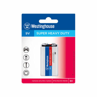 Сольова батарейка Westinghouse Super Heavy Duty 9V/6F22 Крона 1шт/уп blister-[articul]