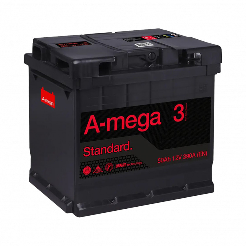 Акумулятор авто Мегатекс A-mega Standard (М3) 6СТ-50-АЗ (лев) ТХП 390-