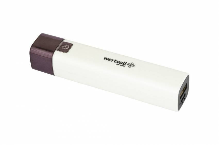 Ліхтар WERTVOLL 3 режими LED Li-ion 1200 mAh/t 7000 K/80 lum powerbank ABS 122х25 мм WHITE RX-8001-RX-8001