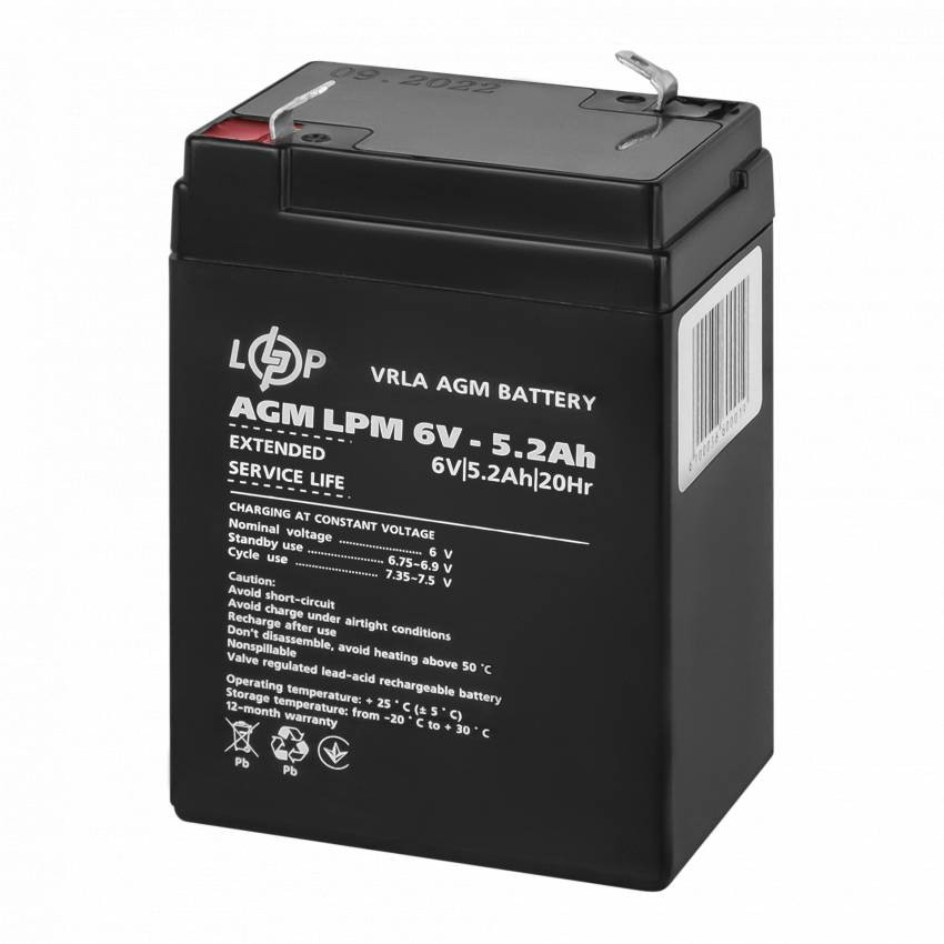 Акумулятор AGM LPM 6V - 5.2 Ah-