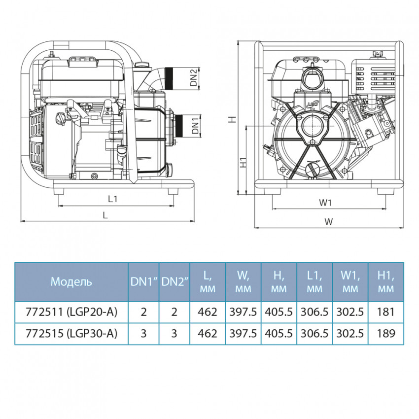 Мотопомпа 5,5л.с. Hmax 30м Qmax 30м³/год (4-х тактний) LEO (772511)-772511