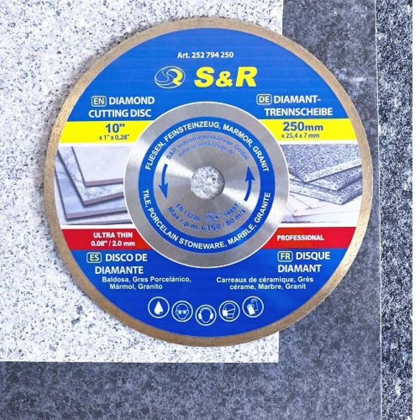 Диск алмазний S&R CORONA 250 x 1,6 х 25,4 керамограніт-252794250