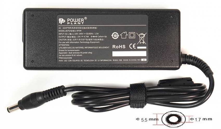 Адаптер для ноутбука PowerPlant ACER 220V, 19V 90W 4.74A (5.5*1.7)-AC90F5517