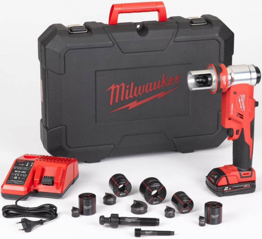 Акумуляторний гідравлічний пробійник MILWAUKEE M18 HKP-201CA ( зарядний пристрій, 1 акум.X M18 B2 (2Ач)-4933451204