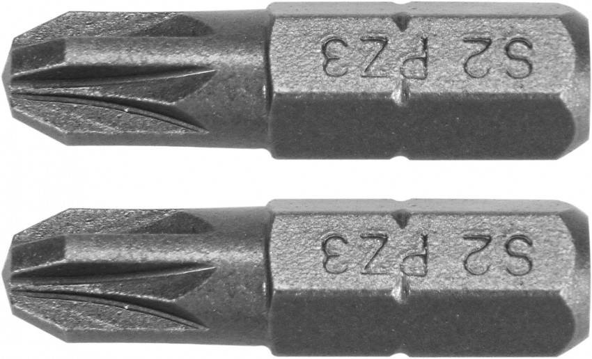 Насадка викрутка YATO: "Pozidriv" PZ3 x 25 мм, HEX 1/4", AISI S2, 2 шт.-YT-77882