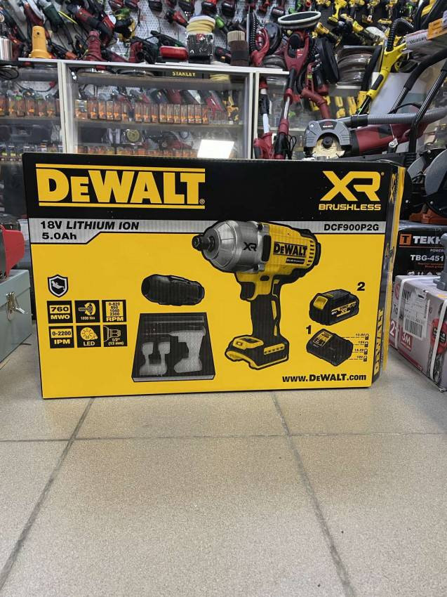 Гайковерт ударний акумуляторний безщітковий 1/2", 1396 Нм, DeWALT DCF900P2G-DCF900P2G