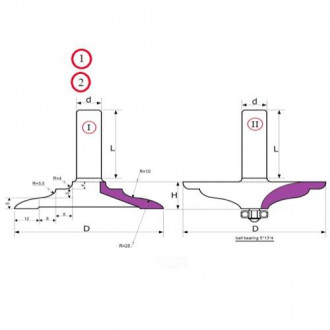 Фреза Фігірейна горизонтальна set - (D72, B28, H15) + (D69, B28, H15) 22-246-280-[articul]