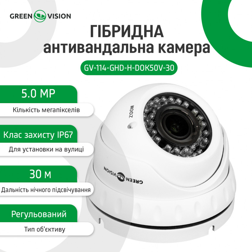 Гібридна антивандальна камера GV-114-GHD-H-DOK50V-30-