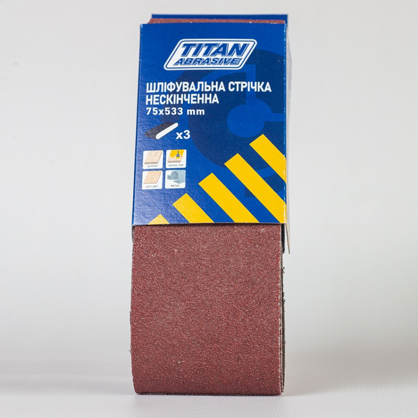 Шліфувальна стрічка нескінченна TITAN ABRASIVE 100*610мм Р 100 (3шт)