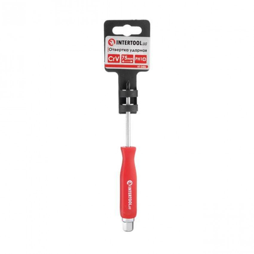 Викрутка ударна PH1*75 мм, CrV INTERTOOL HT-0486-HT-0486