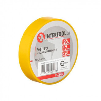 Стрічка ізоляційна 0.15мм*17мм*20м жовта INTERTOOL IT-0052-[articul]