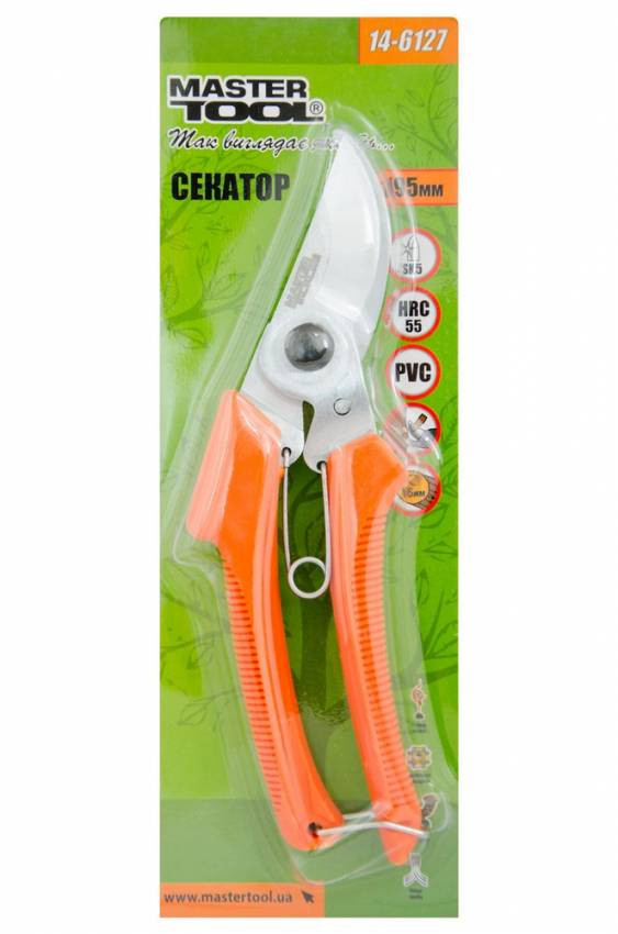 Секатор садовий MASTERTOOL 195 мм ручки PVC лезо SK5 14-6127-14-6127