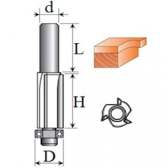 Фреза Кромкова пряма №1020 z3 (D12, h30) 18-023-123-[articul]