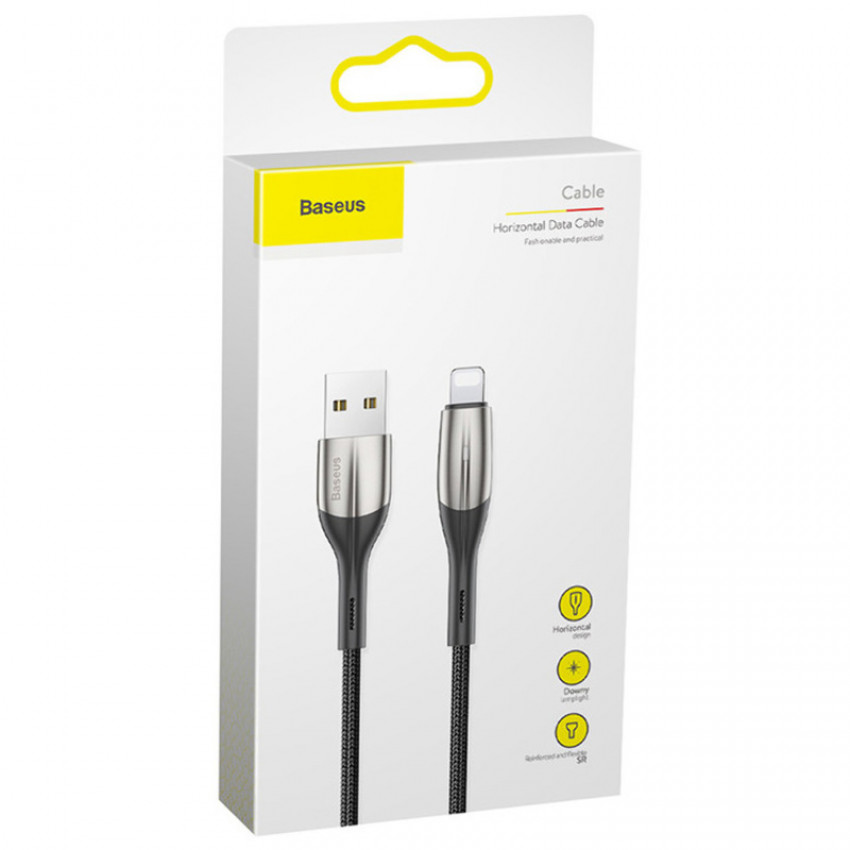 Кабель Baseus Horizontal USB 2.0 to Lightning 2.4A 1M Чорний (CALSP-B01)-