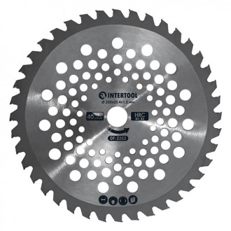Ніж для мотокоси/тримера з твердосплавними напайками ø255x25.4x1.2 мм 40T, HRC 82-86, хвилеподібний INTERTOOL DT-2352-[articul]