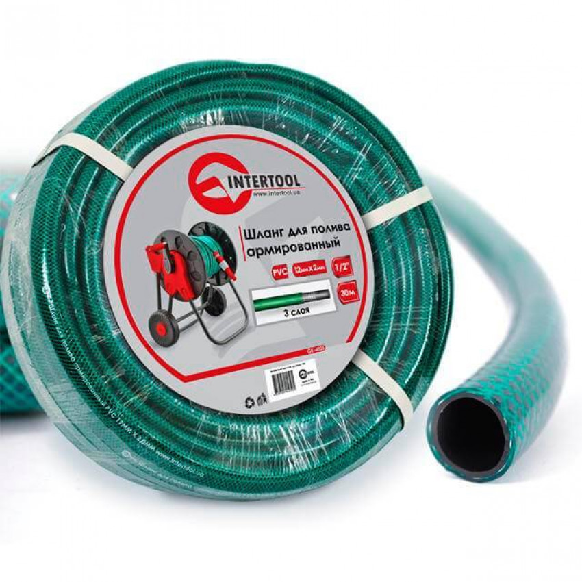 Шланг для поливу 3-х шаровий 1/2", 30 м, армований PVC INTERTOOL GE-4025-GE-4025