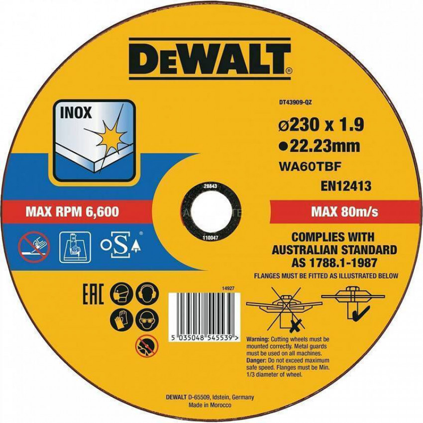 Коло відрізне 230 мм 1.9 мм DeWALT DT43909-DT43909