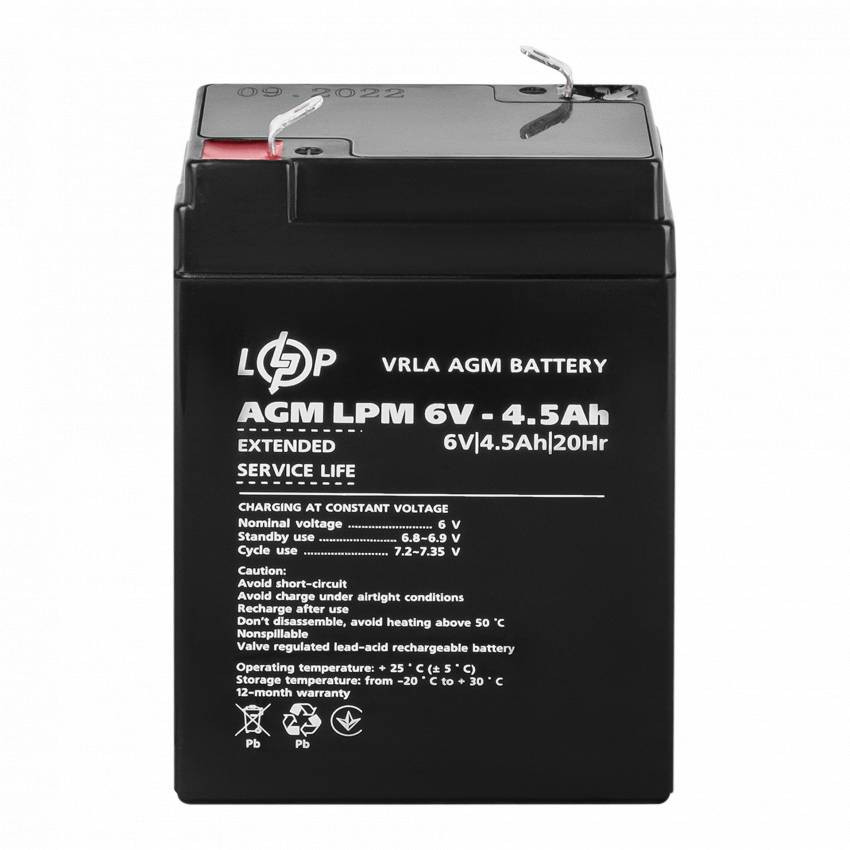 Акумулятор AGM LPM 6V - 4.5 Ah-LP3860