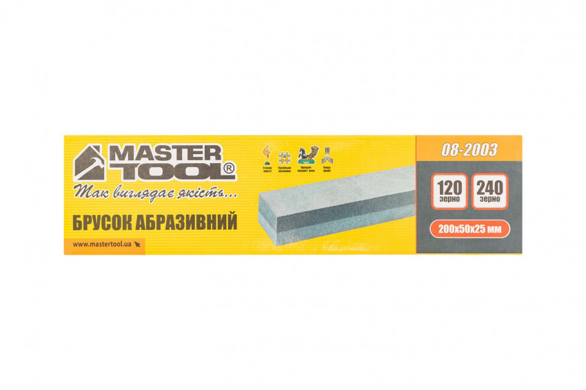 Брусок абразивний MASTERTOOL двосторонній 200х50х25 мм зерно 120/240 08-2003-08-2003