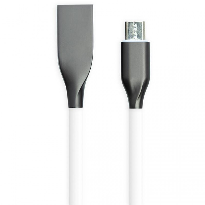 Кабель PowerPlant USB - microUSB, 1м, силікон, білий-CA910700