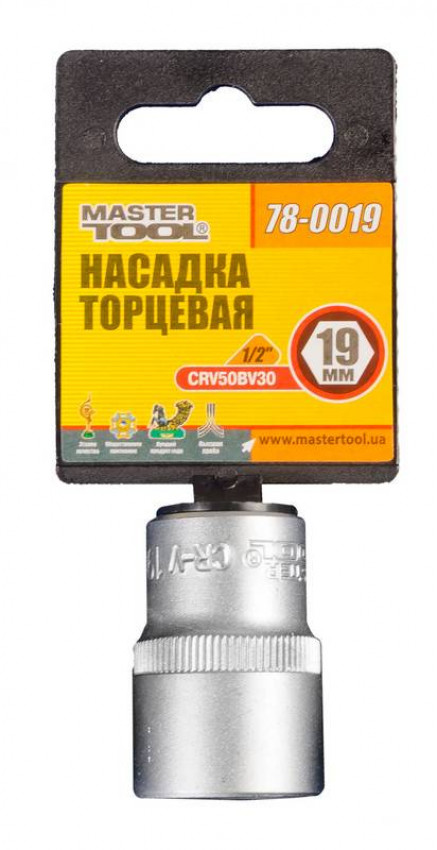 Насадка торцева 6-гранна MASTERTOOL 1/2" 19 мм CRV 78-0019-78-0019