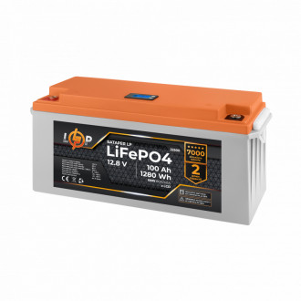 Акумулятор LP LiFePO4 12,8V - 100 Ah (1280Wh) (BMS 80A/40A) пластик LCD для ИБП