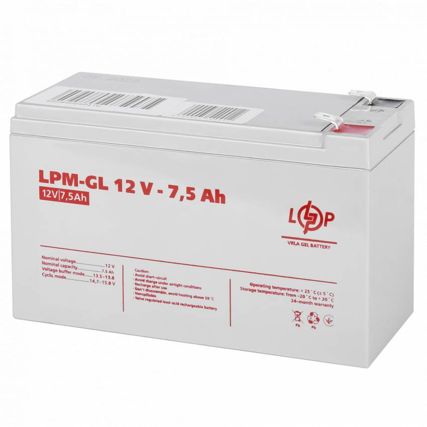 Акумулятор гелевий LPM-GL 12V - 7.5 Ah-LP6562