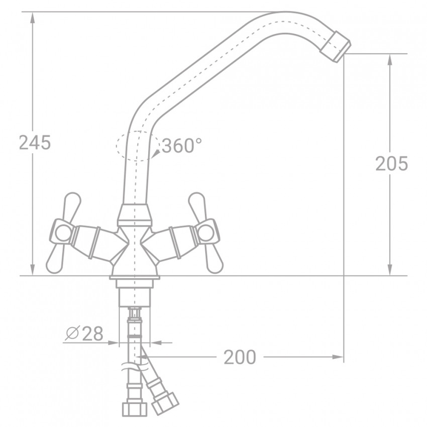 Змішувач s85 ½" для кухні на гайці TAU VN-4B160C (9885120)-9885120