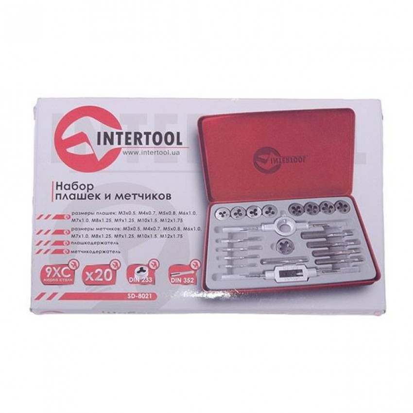 Набір мітчиків та плашок 20 од. INTERTOOL SD-8021-SD-8021