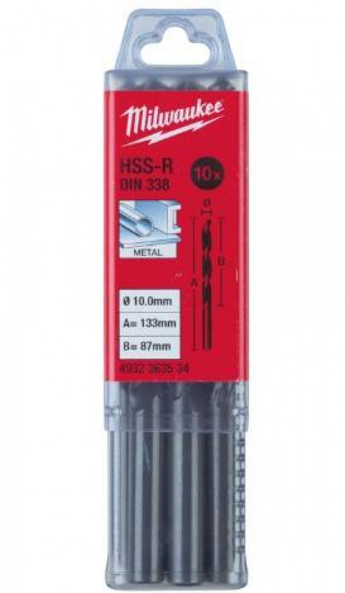 Свердло по металу HSS-R MILWAUKEE DIN338, Ø8,0мм, (10шт)-4932363514