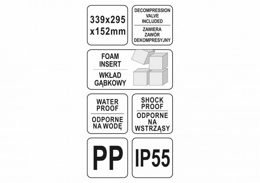 Ящик для інструменту герметичний, удароміцний YATO 339х295х152 мм з поліпропілену.-YT-08902