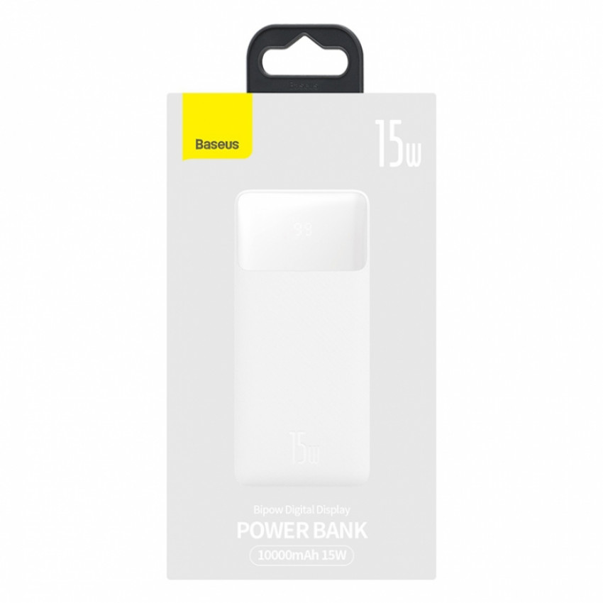 Зовнішній акумулятор Baseus Bipow Digital 15W 10000mAh Білий (PPDML-I02)-