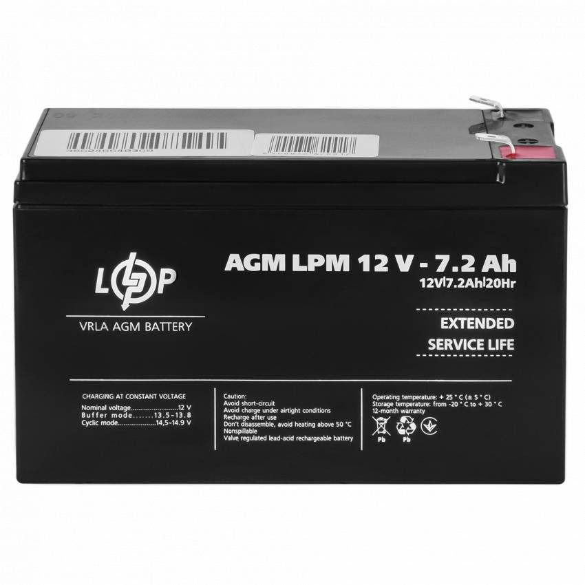 Акумулятор AGM LPM 12V - 7.2 Ah-