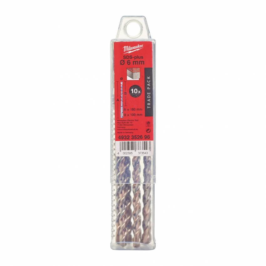 Бур SDS-PLUS MILWAUKEE, Trade Ø6x160x100mm, (10шт)-4932352696