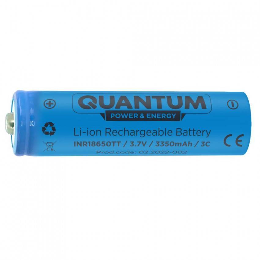 Акумулятор літій-іонний Quantum Li-ion NCM18650, 3350mAh, 3С, з клемним виступом, 1шт/уп-NCM18650TT/3350