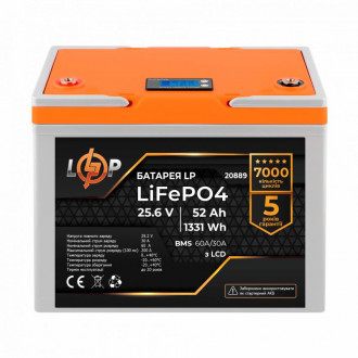 Акумулятор LP LiFePO4 LCD 24V (25,6V) - 52 Ah (1331Wh) (BMS 60A/30А) пластик-[articul]