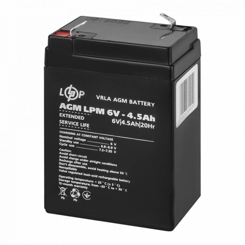 Акумулятор AGM LPM 6V - 4.5 Ah-LP3860