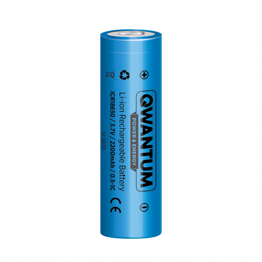 Акумулятор літій-іонний Qwantum Li-ion ICR18650, 2200mAh, 0.5-1С, 1шт/уп-ICR18650FH/2200