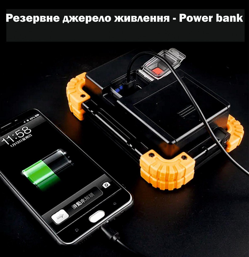 Ліхтар worklight FL2033 LED+COB з USB з функцією Power Bank +2x18650/2600-FL2033