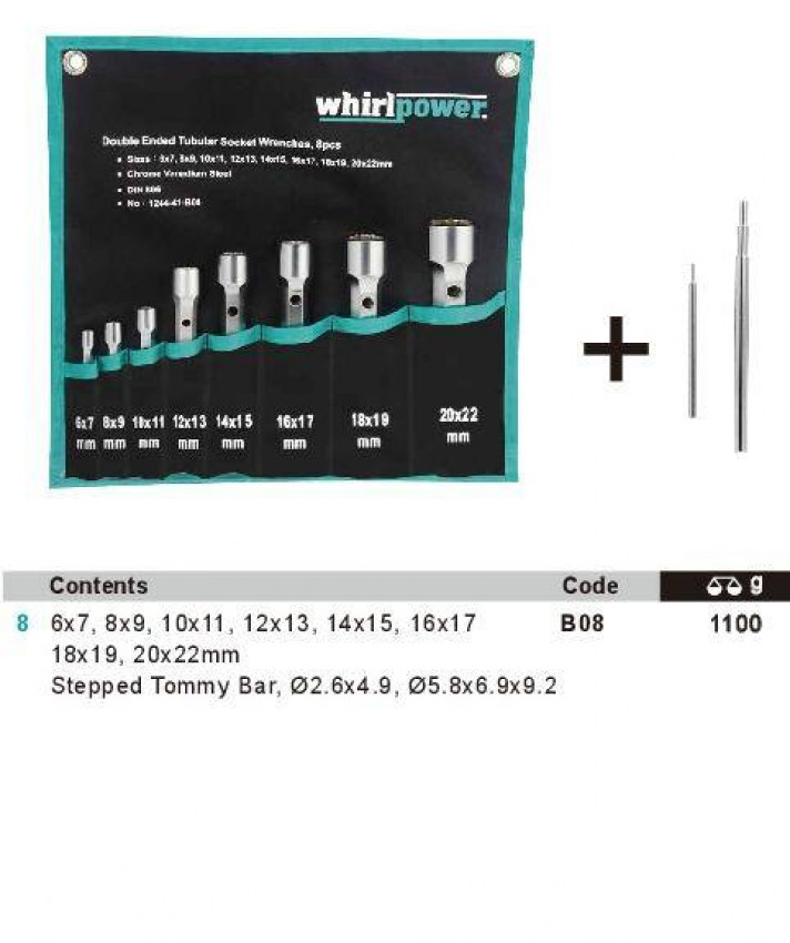 Набір ключів трубчастих 8од. 6-22мм чохол-1244-41-B08