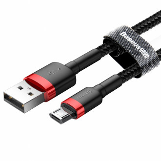 Кабель Baseus Cafule microUSB 2.4A 1M Чорний/Червоний (CAMKLF-B91)-[articul]