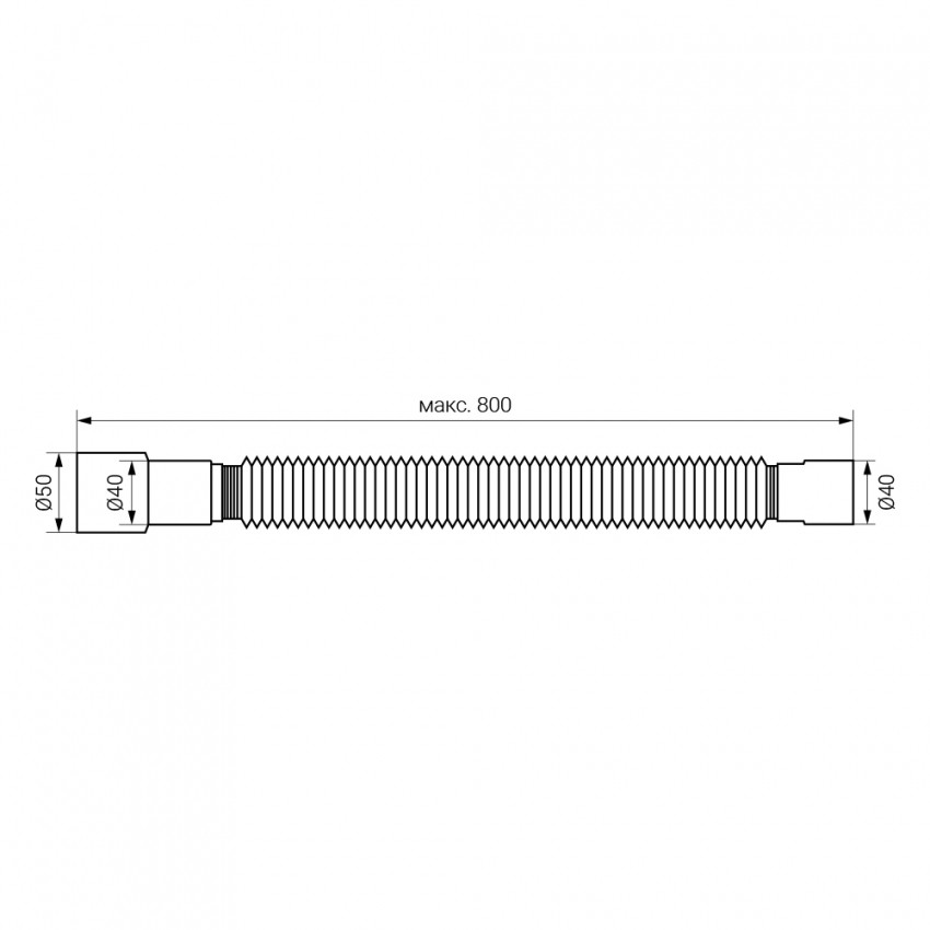 З'єднання гнучке для кухонної мийки Ø40x40/50мм 800мм TAU (9842839)-9842839