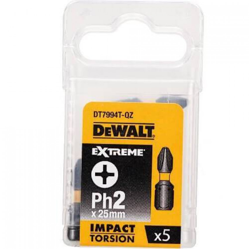 Набір біт IMPACT TORSION EXTREME, Philips, Ph2, L=25 мм, 5 шт-DT7994T