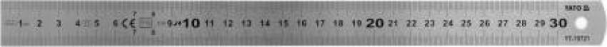 Лінійка із нержавіючої сталі YATO: L= 300 x 25 мм, двостороння шкала, таблиці перетворення-YT-70721