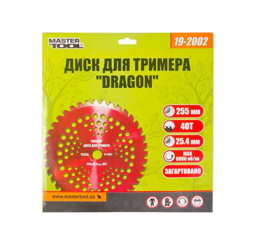 Диск для тріммера MASTERTOOL "DRAGON" 255х25.4х40Т з побідитовою напайкою загартований 19-2002-19-2002