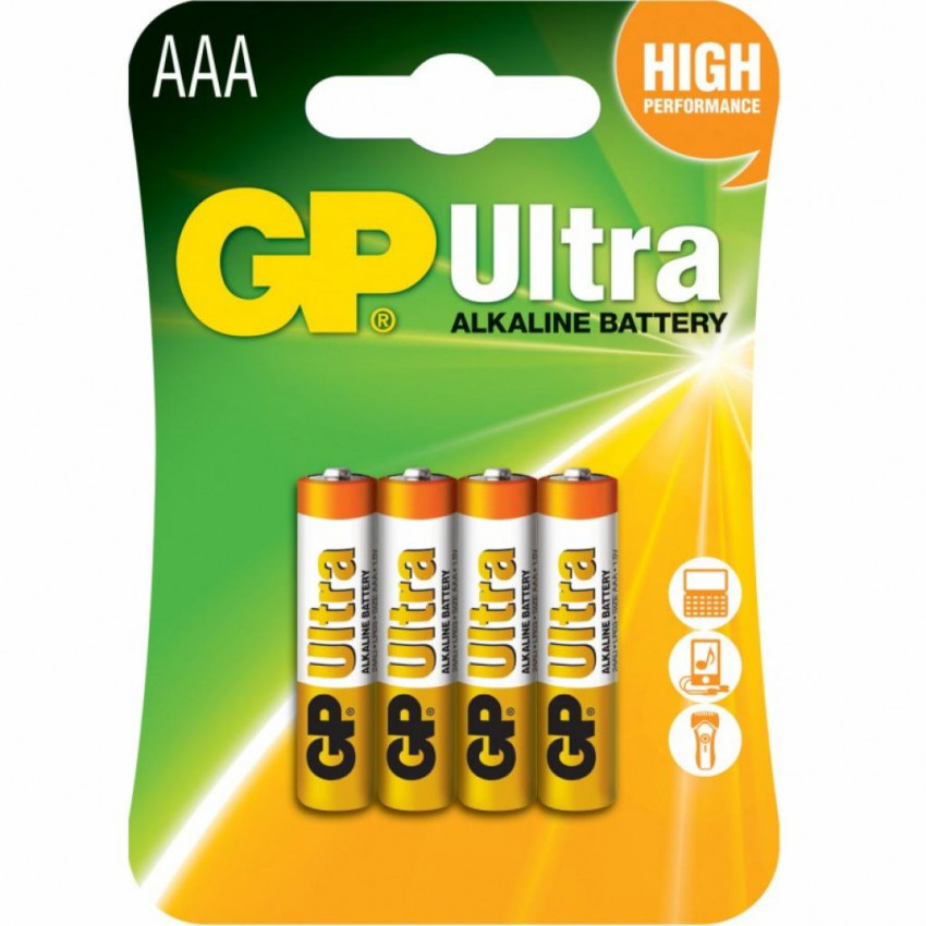 Батарейка GP ULTRA ALKALINE,24AU-U4,LR03,AAA блістер-GP24AU-2UE4