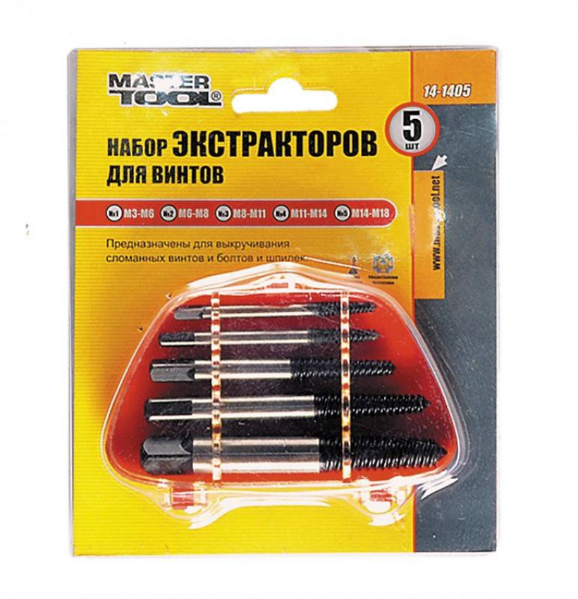 Набір для викручування зірваних гвинтів MASTERTOOL 5 шт (екстрактори) 14-1405-14-1405