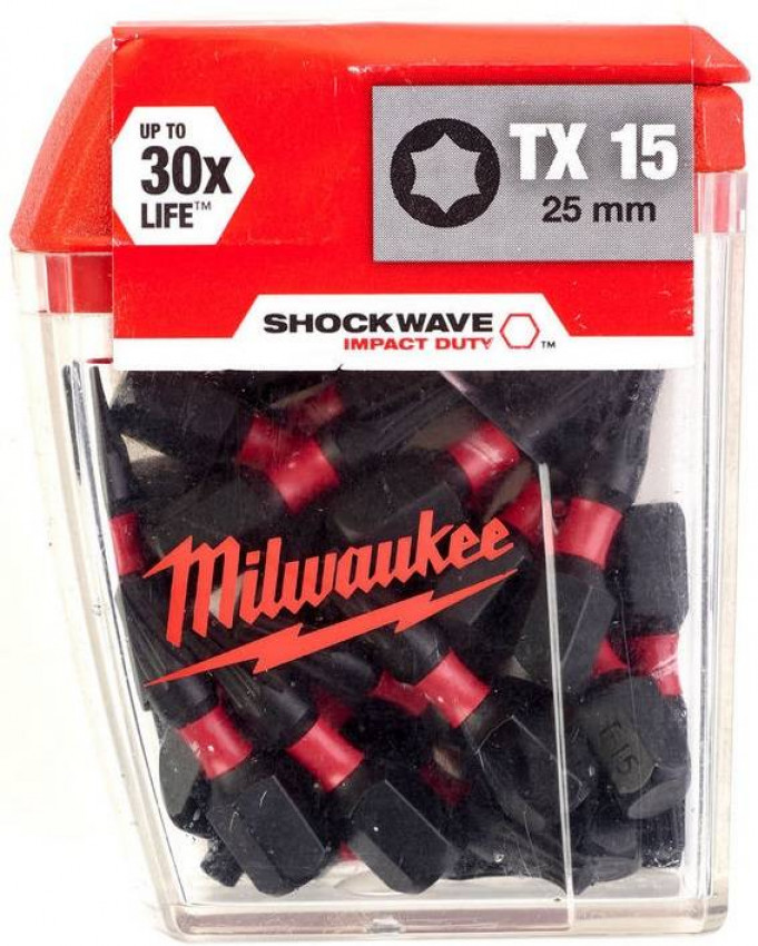 BIT SHOCKWAVE MILWAUKEE, TX15, 25 мм, (25 шт.)-4932430873