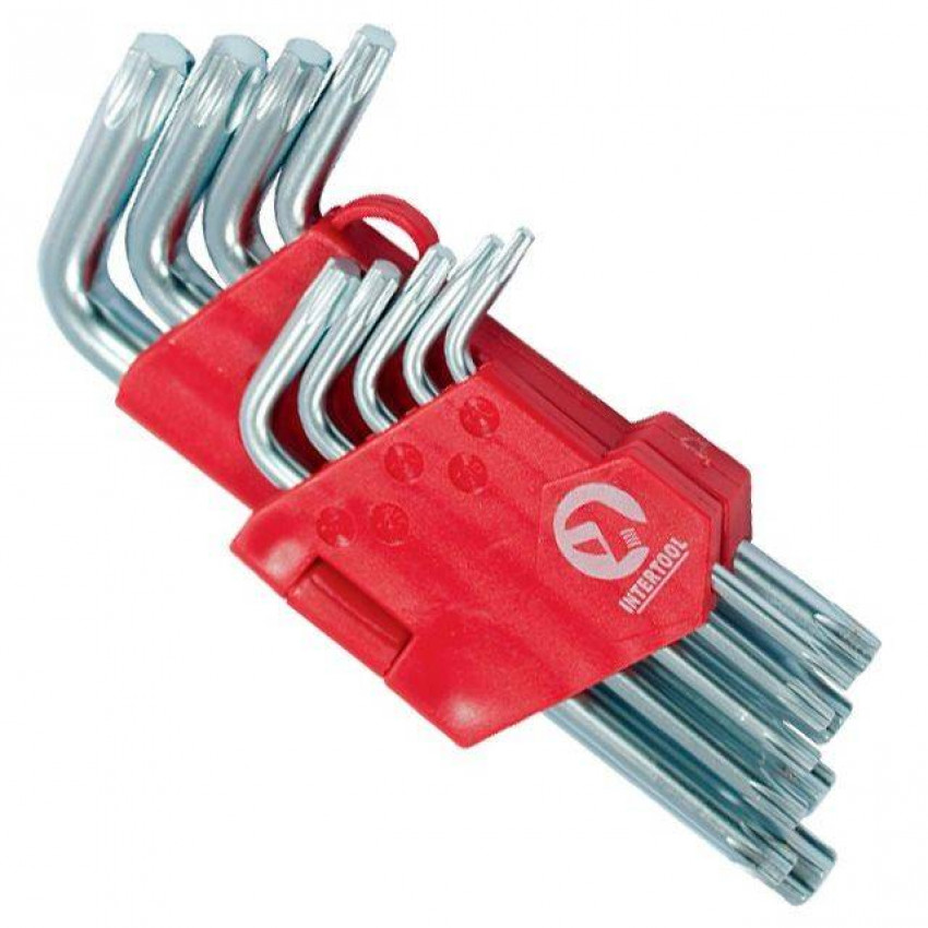 Набір ключів Г-подібних TORX 9 шт, Т10-Т50, CrV, Small INTERTOOL HT-0607-HT-0607