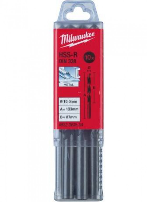 Свердло по металу HSS-R MILWAUKEE DIN338, Ø4,0мм, (10шт)-4932363474